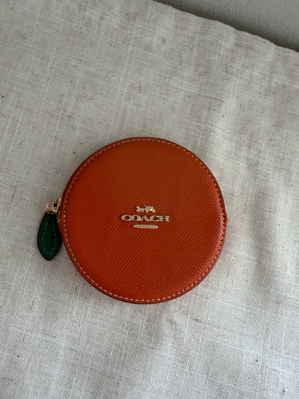 Coach Orange Tangerine Leather Coin Pouch - Picture 2 of 4